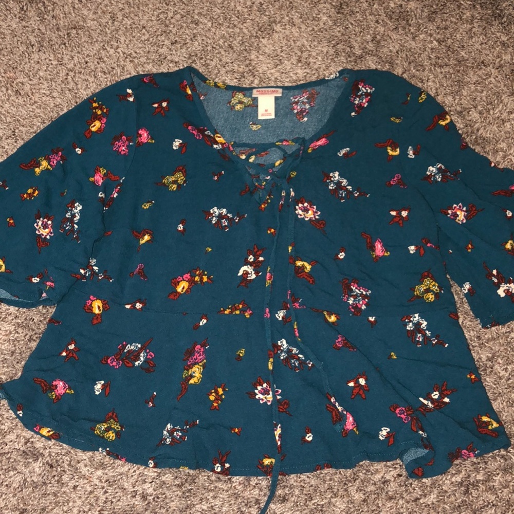 Teal floral top